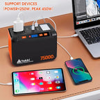 Takki 450W Peak Solar Generator 277Wh Portable Power Station with Solar Panels 40W Included 110V Pure Sine Wave AC Outlet DC USB Ports for Camping CPAP Emergency Tent Outdoor