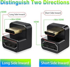 AGVEE 2 Pack (Long Side Inward) 180 Degree Angled Mini HDMI Male to HDMI Female Adapter, U-Shaped 4K@60HZ Converter Coupler Connector Extender for Portable Display Monitor Accessories, Black