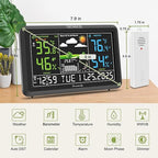 DreamSky Weather Station Indoor Outdoor Thermometer Wireless with Digital Atomic Clock for Home, Large Display with Dimmer, USB, Inside Outside Temperature Humidity Monitor (Adapter Powered)-2 Sensor