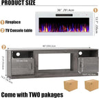 VITESSE TV Stand Fireplace with 36" inch Electric Fireplace Up to 90" TVs, LED Light Entertainment Center, 80" Modern Wood High Gloss with Highlight Storage Cabinet for Living Room (Gray)
