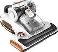 JIGOO T600 Mattress Vacuum Cleaner with UV-C Light, 15Kpa Suction 700W Powerful Double-Cup Handheld Vacuums, Bed Cleaner with Smart Dust Sensor, Ultrasonic, Heating Tech, MIF Filter, White