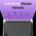 Groin & Body Hair Trimmer for Men - Electric Shaver for Pubic Hair, Chest, Legs - Ball Pubic Groomer, LED Light, Replaceable Ceramic Blade Heads, USB-C Recharge Dock, Waterproof Hygiene Razor, Purple