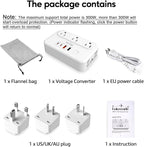 Lukwrode 220V to 110V Voltage Converter Universal Travel Adapter with 35W PD 2 Type C Port 2 USB A Port,US to Europe International Power Converter Combo Plug for Worldwide European US EU AU UK White-W