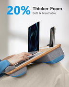 HUANUO Lap Desk - Fits up to 17 inches Laptop Desk, Built in Mouse Pad & Wrist Pad for Notebook, Laptop, Tablet, Lap Stand with Tablet, Pen & Phone Holder, Wood Grain