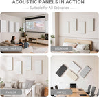 4 Pack High-Density Core with Fabric Cover Acoustic Panels – 24×12×2 In Self-Adhesive Soundproofing and Sound-Absorbing Wall Panels for Echo Reduction in Studio, Theater, or Recording (Linen White)