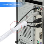 AGPTEK Cable Sleeve Cover, 6.6ft - 1.5 inch Desk Cord Organizer Cable Hider, Home Office Wire Management Computer TV Wire Loom Tubing, Pet Proof Cord Protector, from Cat Dog Chewing, White