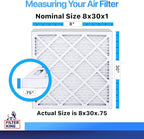 Filter King 8x30x1 Air Filter | 4-PACK | MERV 8 HVAC Pleated A/C Furnace Filters | MADE IN USA | Actual Size: 8 x 30 x .75"