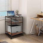 EMERIT 3-Tier Printer Stand for Laser/Inkjet/All-in-One - 23.6x18.9x31.5 Heavy Duty Cart w/Adjustable Shelves & Lockable Wheels, Storage for Scanner/Fax/Supplies - Industrial Home & Office