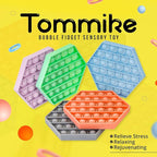 TOMMIKE Hexagon Push Pop Fidget Toy Bubble Sensory for Anxiety & Stress Relief Special Needs Autism Learning Office School Game Crafts Kids Adults (3-Pack)