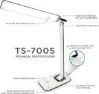 Turcom LED Desk Lamp With USB Charging Port Dimmable Touch Controls w/Color Adjustment, Eye Care Task Lamp, 5W, 1000 Lux,Multicolor