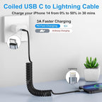 KIYODA USB Type C to Lightning Cable 3FT 2Pack, Coiled iPhone Charger Fast Charging for Car Short USBC Lightning iPhone Cord for iPhone14/13/12/11 Pro Max/iPad/CarPlay