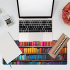 Eflxamz Large Gaming Mouse Pad for Desk,Bookshelves Full of Books Desk Mat,Colorful Books Desk Pad,Extended Big Computer Keyboard Mouse Pad with Non-Slip Base and Stitched Edge,31.5"x11.8"