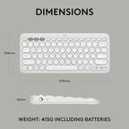 Logitech Pebble Keys 2 K380s, Multi-Device Bluetooth Wireless Keyboard with Customizable Shortcuts, Slim and Portable, Easy-Switch for Windows, macOS, iPadOS, Android, Chrome OS - Tonal White