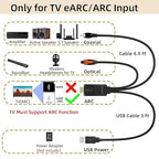 YEUGICEO 192KHz eARC ARC to Optical SPDIF Coaxial Audio Converter for TV,ARC to Optical Audio Extactor Cable,CEC Volume Control,Support PCM2.0/Dolby5.1/DTS 5.1, 4.9 Ft