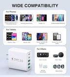 [2-Pack] USB C Wall Charger,60W 5-Port PD Fast USB C Charging Block,2USB C+3USB A Multiport Plug,Type C Power Adapter Brick Cube for iPhone 17/16/15/14/13/12/Pro Max/XS,iPad,for Switch,Samsung,Ultra 2
