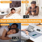 Loud Alarm Clock for Heavy Sleepers Adults/Kids, Dual Vibrating Alarm Clock Bed Shaker for Hearing Impaired/Deaf, 7.5’’ Large Display with Dimmer, Weekday/Weekend Mode, Nightlight, USB Port, Snooze
