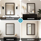 Retro Copper Effect Framed Wall Mirror, 24x36 Rectangle Mirror, Anti-desilvering Tempered Glass, Sustainable&Sturdy Frame, Anti-Rust, HD Reflection &3min Fast Setup for Bathroom Living Room