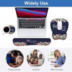 Ergonomic Mouse Pad Wrist Support and Keyboard Wrist Rest Set with Coasters, Non-Slip PU Base, Easy Typing & Pain Relief, Perfect for Home Office Working Studying, Floral Quote Bible Verse Psalm 46:5