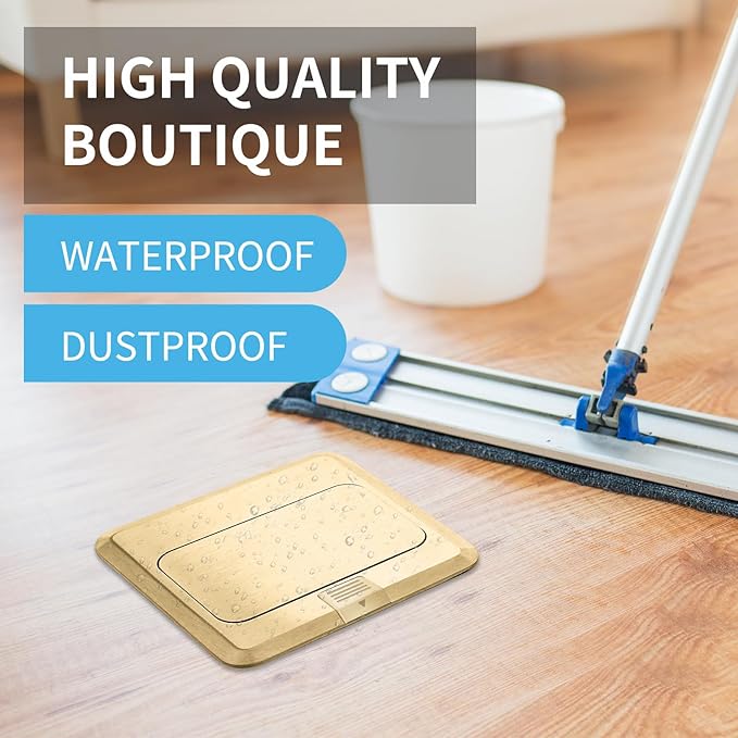 Vagueior Pop-Up Floor Box Kit, 20A Tamper-Weather Resistant Receptacle GFCI Outlet, Corrosive Resistant Hardware, ETL Certified,Gold(1 Pack)