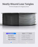 ELEGOO PLA Filament 1.75mm Gray 2KG, 3D Printer Filament Dimensional Accuracy +/- 0.02mm, 2pcs 1kg Spool(2.2lbs) Fit Most FDM 3D Printers