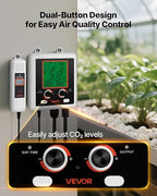 VEVOR Carbon Dioxide Monitoring Controller, Dual Outlets Carbon Dioxide Controller, CO2 Meter Monitor Day and Night Detection Feature, NDIR CO2 Sensor for Green House, Laboratories, Classrooms, Home