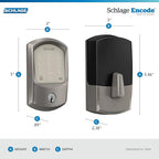 SCHLAGE BE489WB GRW 619 Encode WiFi Deadbolt Smart Lock, Keyless Entry Touchscreen Door Lock with Greenwich Trim, Satin Nickel