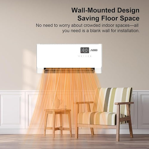 24-Inch Wall Mounted Electric Heater - 1500W Indoor Space Heater with LED Display, 3 Heat Settings, Oscillating Fan, Electric Heater for Bedroom Office Bathroom