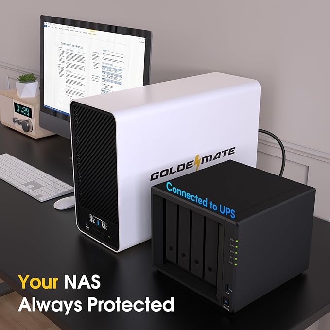 GOLDENMATE 1500VA/1200W Lithium UPS Battery Backup and Surge Protector, Backup Battery Power Supply with LiFePO4 Batteries(296Wh), AVR, Line Interactive Sinewave UPS System, 8 Outlets, LCD Display