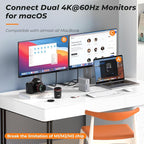 DisplayLink Docking Station Dual Monitor 4K@60HZ for MacBook, Windows, TobenONE Universal Mac mini M4 Dock with 2 HDMI & 2 DP, 65W Power Delivery, 7 USB, USB-C 3.1, Ethernet, SD/TF