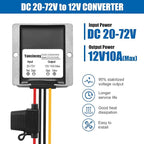 Yancincny 10A 120W 12V Golf Cart 24V 36V 48V 72V to 12V DC Converter Voltage Regulator Reducer Transformer with Fuse - Waterproof DC Step Down Converter 24V to 12-V(Input Range: 20-72V)