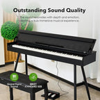 KUMENG Digital Piano 88 Key Weighted Keyboard,Full-Size Desk Progressive Hammer-Action Electric Piano For Beginners, With Sheet Music Stand, Pedal,Power Adapter, Headphone Mode, Usb-Midi