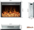 Electric Fireplace, 28" Electric Fireplace Inserts, Recessed Fireplace Heater with Remote Control, Adjustable Flame Colors, Timer&Overheating Protection, 750/1500W