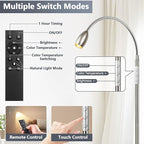 Reading Floor Lamp, 72" Tall LED Lamp with Flexible Gooseneck, Dimmable Zoomable Spotlight, Adjustable Color Beam Standing Lamp, Touch & Remote Control, Task Craft Bedroom Living Room (Brushed Nickel)