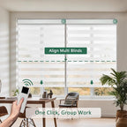 COOLWINDS Motorized Zebra Blinds for Windows Cordless Electric Curtains with Remote Control Blackout Shades Custom Smart Blinds Compatible with Alexa Google Home(Light Filtering White,W49 X 72in)