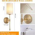 Battery Operated Wall Sconces Set of Two, Rechargeable Wireless Wall Lights with Remote, Gold Electroplating, Dimmable, RGB 15 Colors, Ideal for Bedroom, Living Room, 2 Pack