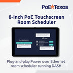 PoE Texas 8" Touchscreen Meeting Room Scheduler Tablet (No Subscription Required) - Plug and Play PoE Office Conference Room Scheduler - Digital Display Syncs with Business Calendar