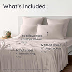 Bambaw 100% Viscose Derived from Bamboo Sheets King Size Set – 6pcs Deep Pocket King Sheets Cooling, Fits Up to 16'' with Elastic Corner Straps, Super Soft Bedding Set (Sand)