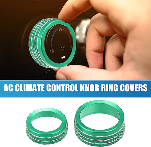 A ABSOPRO Car Air Conditioner Knobs Decals AC Radio Switch Knob Cover for Dodge Durango 2014-2020 for Jeep Cherokee Grand Cherokee 2014-2021 Green (Set of 3)