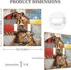 Bvtewkhz Tiger Vintage 2 Gang Double Toggle Decorative Outlet Covers Light Switch Plate Electrical Receptacle Switchplate For Bathroom Kitchen Bedroom