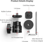 SmallRig 1/4" Camera Hot Shoe Mount, Ballhead Tripod with Additional 1/4" Screw, 2pcs Pack - 2059