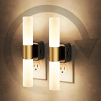 JandCase LED Night Light, 2 Pack Night Lights Plug into Wall, 3000K Soft White, 0-100LM Adjustable Brightness, 180° Rotating Plug in Night Light with Auto Light Sensor for Bedroom Bathroom Hallway