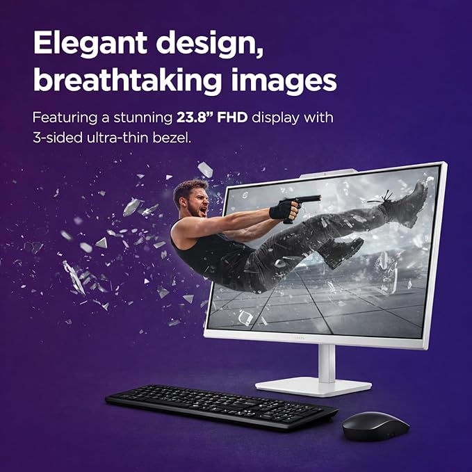 Lenovo 24" FHD All-in-One Desktop Computer - 32GB RAM - 4TB SSD - Intel 13th 8 Cores i3 CPU (Beat 11th i5) - Keyboard and Mouse - Windows 11 - Lifetime Office 365 for The Web