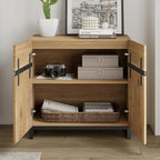 Wampat Modern TV Stand for 40 inch TVs, Entertainment Center Console with Adjustable Shelves and Metal Base for Living Room, Bedroom, Oak