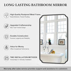 White 30"x48" Bathroom Mirror for Wall, Large Bathroom Vanity Mirror, Rounded Rectangle Mirror in Wooden Frame Hangs Horizontal Or Vertical