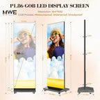 MWE LED Digital Signage Display with Flight Case, P1.86 Spliceable LED Poster Screen with Publishing System, Foldable Advertising Display Kiosk for Events and Rentals, WiFi/USB/HDMI (1 Panel), Black
