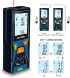 Laser Distance Meter 393ft – Digital Laser Measuring Tool with LCD Backlit Display, Area Volume Pythagorean, ±2mm Accuracy, Class II, Electronic Tape Measure for DIY Construction – AAA Battery Powered