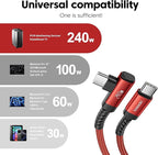 USB C Cable [2Pack, 6.6ft] 240W Fast Charging Type C Cord, Nylon Braided USB 2.0 Cable for iPhone 17 16 15 Pro Plus Pro Max Air, iPad Pro, Samsung Galaxy S24 S23, Switch, MacBook Pro, Pixel-Red