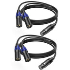 LanSenSu XLR Female to 2 XLR Male Patch Y Cable Balanced Microphone Splitter Cord Audio Adaptor (3.3ft-2pack)