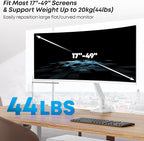Premium Heavy Duty Monitor Arm for 17 to 49 inch Screens up to 44lbs, Fully Adjustable Ultrawide Single Clamp-on Desk Mount Stand, VESA 75x75/100x100mm (White)
