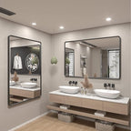 60x36 Black Matte Bathroom Mirror, Large Metal Framed Black Bathroom Vanity Mirror for Wall, Rounded Corner Rectangle Mirror, Anti-Rust, Shatterproof (Horizontally/Vertically)